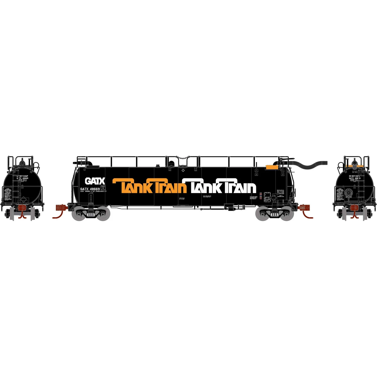 Athearn N TankTrain Intermediate,GATX/Orange Letter #48669 for Freight Cars