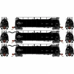 Athearn N TankTrain A/B &Int,GATX/Black #28227/28228/28238 for Freight Cars