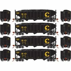 Athearn HO RTR 40' 3-Bay Ribbed Hopper with Load, B&O (4) for Freight Cars