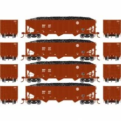 Athearn HO RTR 40' 3-Bay Ribbed Hopper with Load, BNSF (4) for Freight Cars