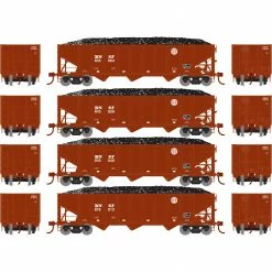 Athearn HO RTR 40' 3-Bay Ribbed Hopper with Load, BNSF (4) for Freight Cars