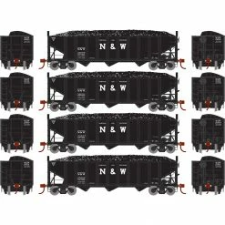 Athearn HO RTR 40' 3-Bay Ribbed Hopper with Load, N&W (4) for Freight Cars