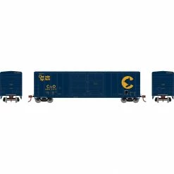 Athearn HO 50' FMC 5077 Double Door Box, C&O #486233 for Freight Cars