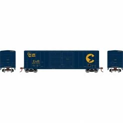 Athearn HO 50' FMC 5077 Double Door Box, C&O #486242 for Freight Cars