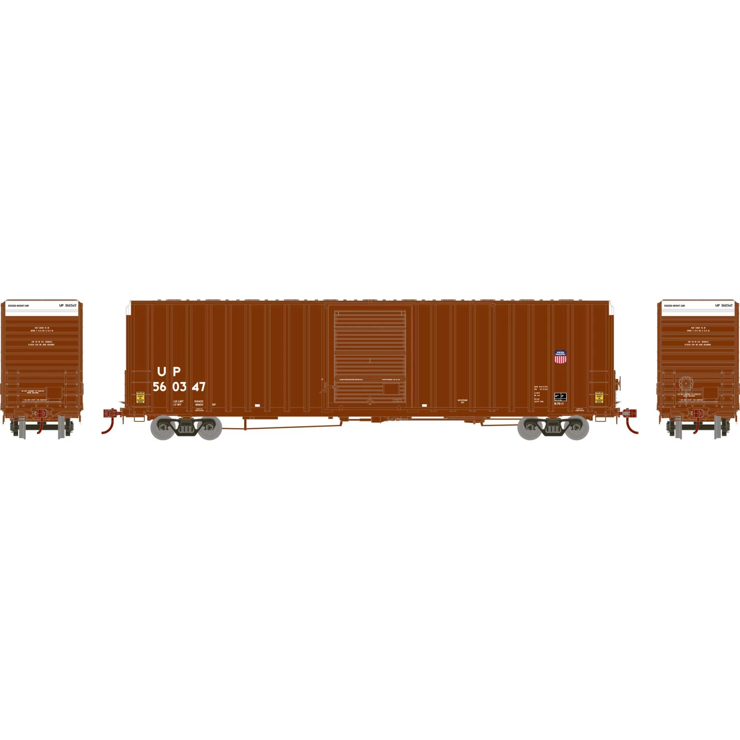 Athearn HO RTR 60' Hi-Cube Ex-Post Box, UP/Brown #560347 for Freight Cars