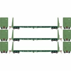 Athearn HO RTR 60' Bulkhead Flat, PGE (3) for Freight Cars
