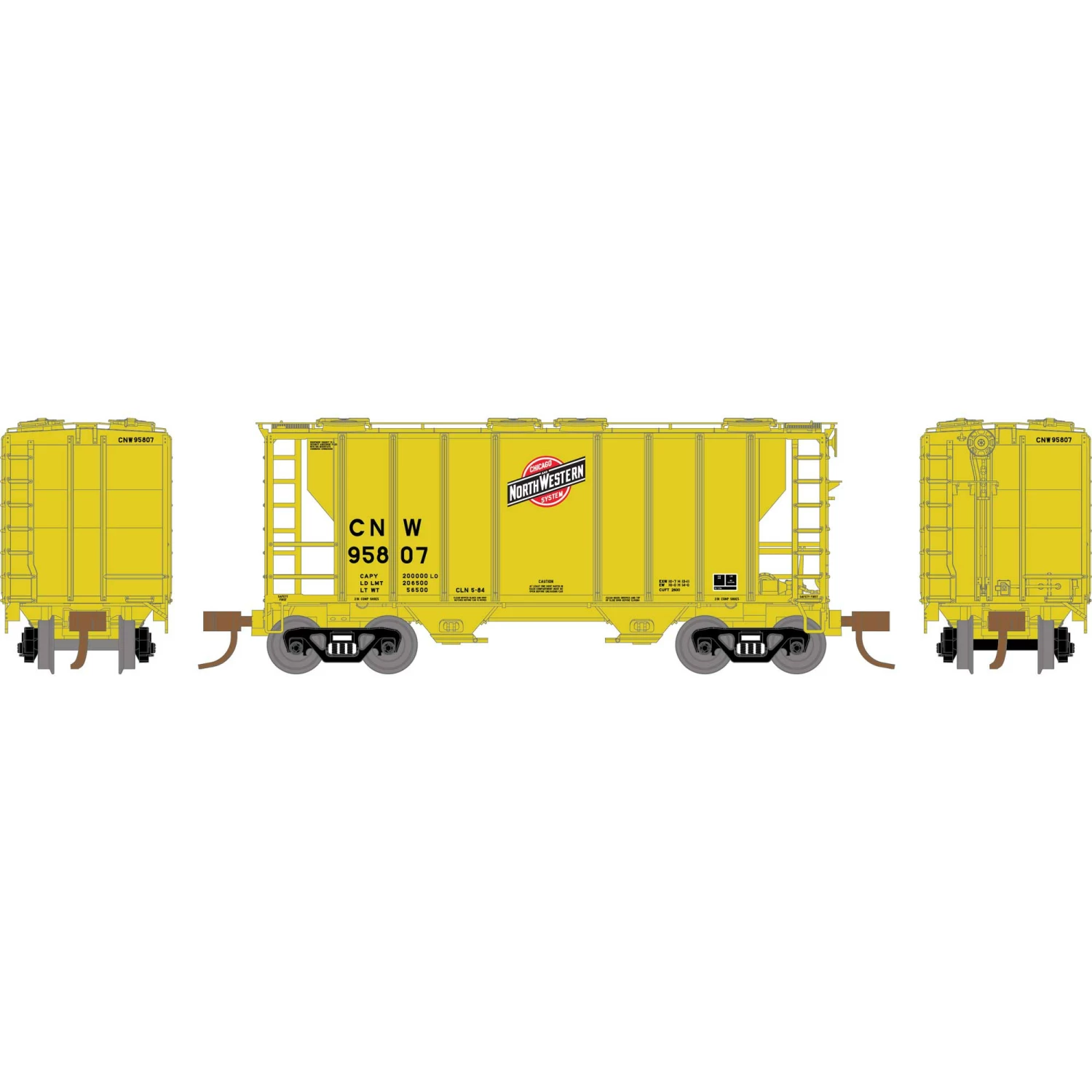 Athearn N PS-2 2600 Covered Hopper, C&NW #95807 for Freight Cars