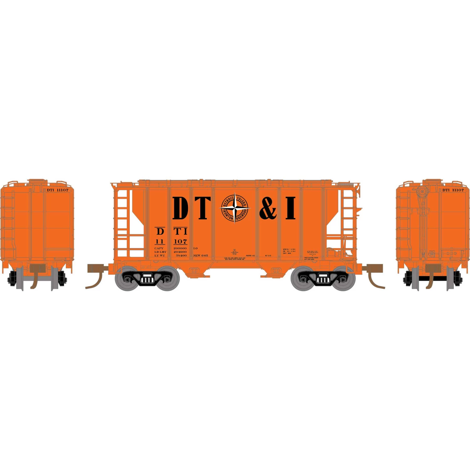 Athearn N PS-2 2600 Covered Hopper, DT&I #11107 for Freight Cars