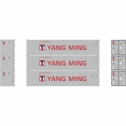 Athearn N 40' Corrugate Low Container, Yang Ming/New (3) for Vehicles & Containers