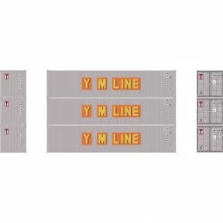 Athearn N 40' Corrugate Low Container, Yang Ming/Old (3) for Vehicles & Containers