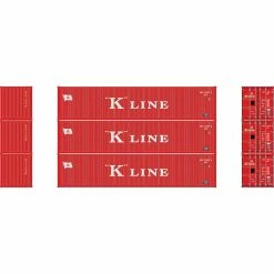 Athearn N 40' Corrugated Low-Cube Container, K Line #2 (3) for Vehicles & Containers