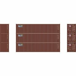 Athearn N 40' Corrugated Low-Cube Container, Beacon #1 (3) for Vehicles & Containers