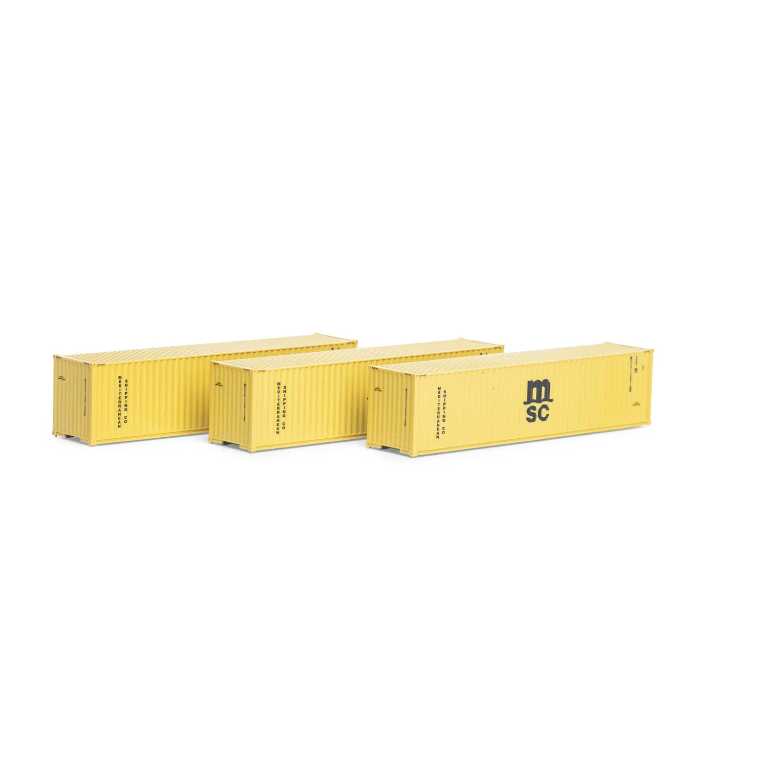 Athearn N 40' Corrugated HC Container, MSC/Yellow #2 (3) for Vehicles & Containers