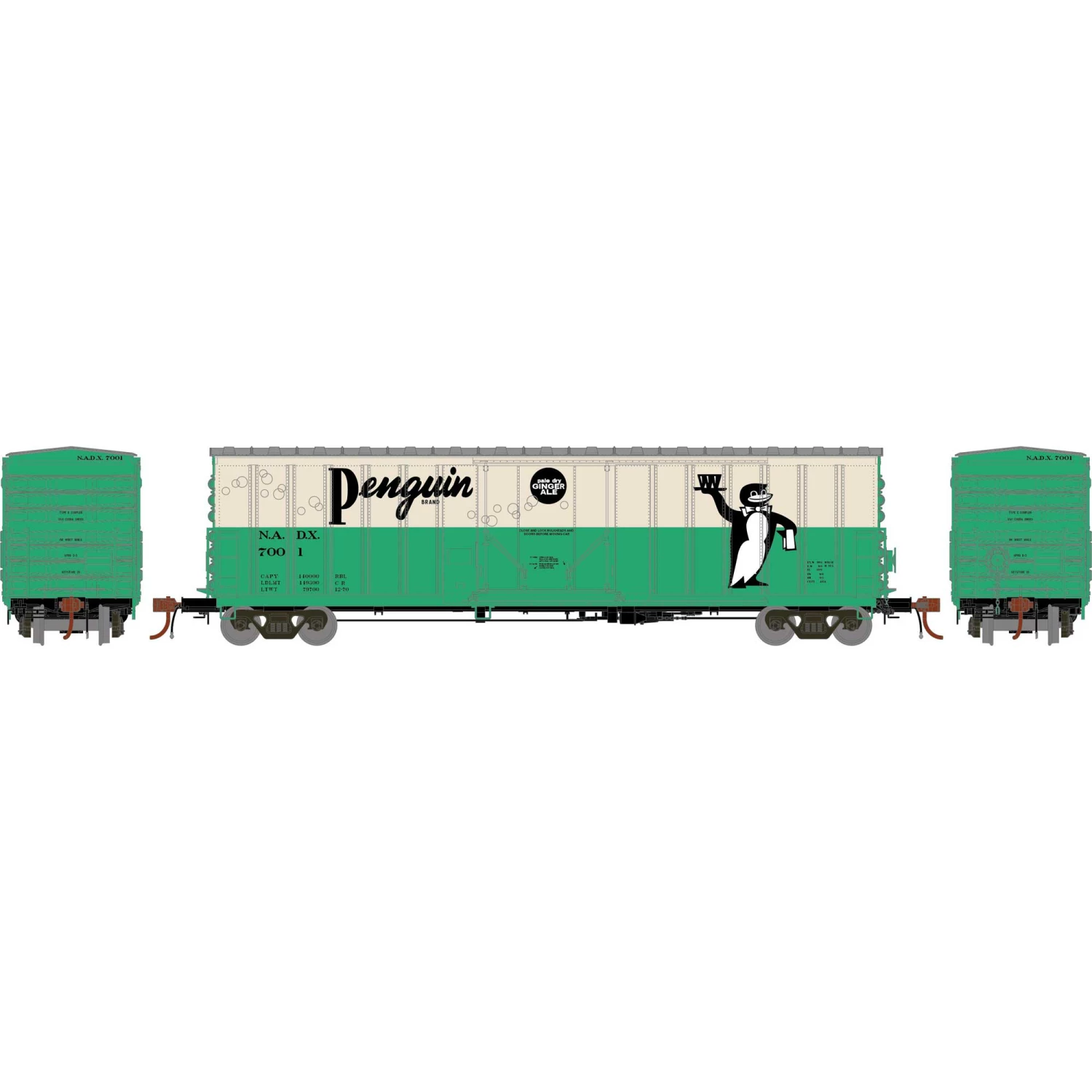 Athearn HO 50' NACC Box, Penguin Ginger Ale #7001 for Freight Cars