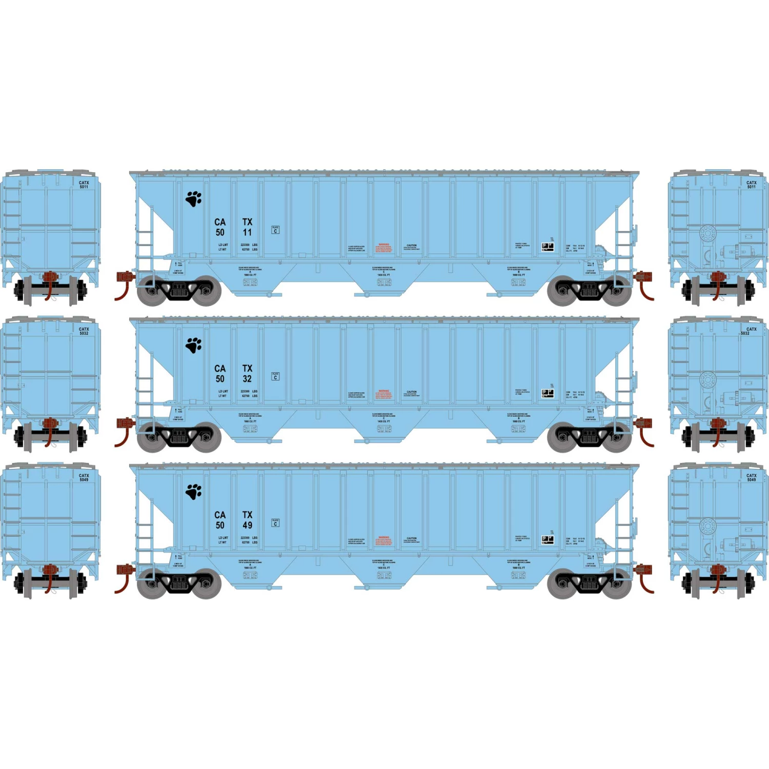 Athearn HO RTR PS 4740 Covered Hopper, CATX (3) for Freight Cars