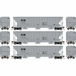 Athearn HO RTR PS 4740 Covered Hopper, N&W (3) for Freight Cars