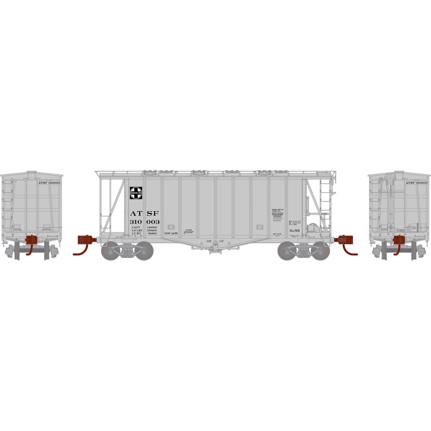 Athearn N GATC 2600 Airslide Hopper, ATSF #310003 for Freight Cars