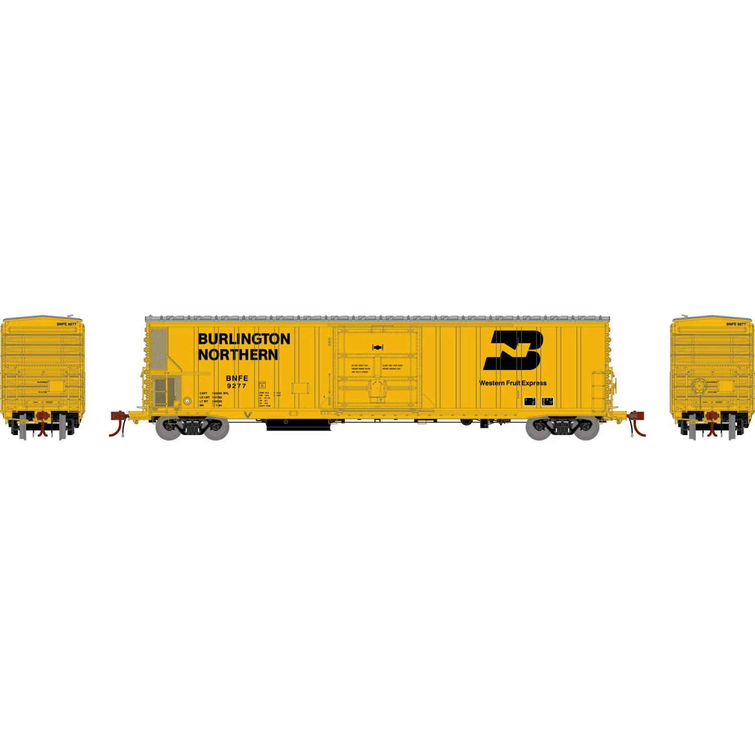 Athearn N FGE 57' Mechanical Reefer, BNFE/Yellow #9277 for Freight Cars