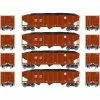 Athearn N 40' 3-Bay Ribbed Hopper with Load, BNSF #2 (4) for Freight Cars