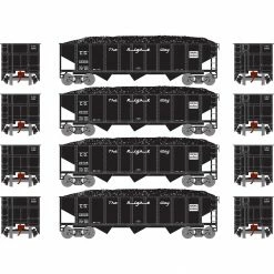 Athearn N 40' 3-Bay Ribbed Hopper with Load, CG #1 (4) for Freight Cars