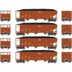 Athearn N 40' 3-Bay Ribbed Hopper with Load, CC #1 (4) for Freight Cars