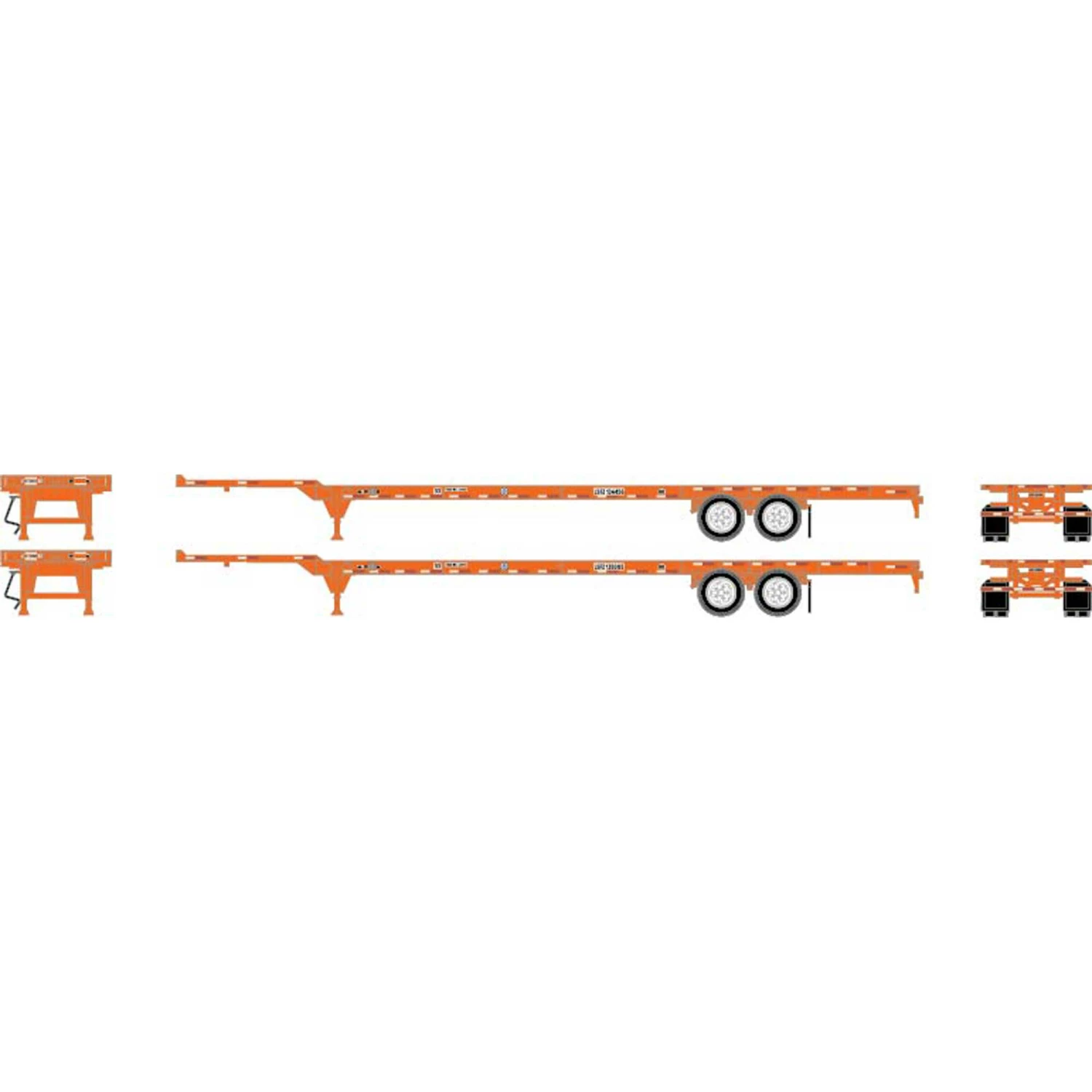 Athearn HO RTR 53' Chassis, BNSF/Circle Cross (2) for Freight Cars
