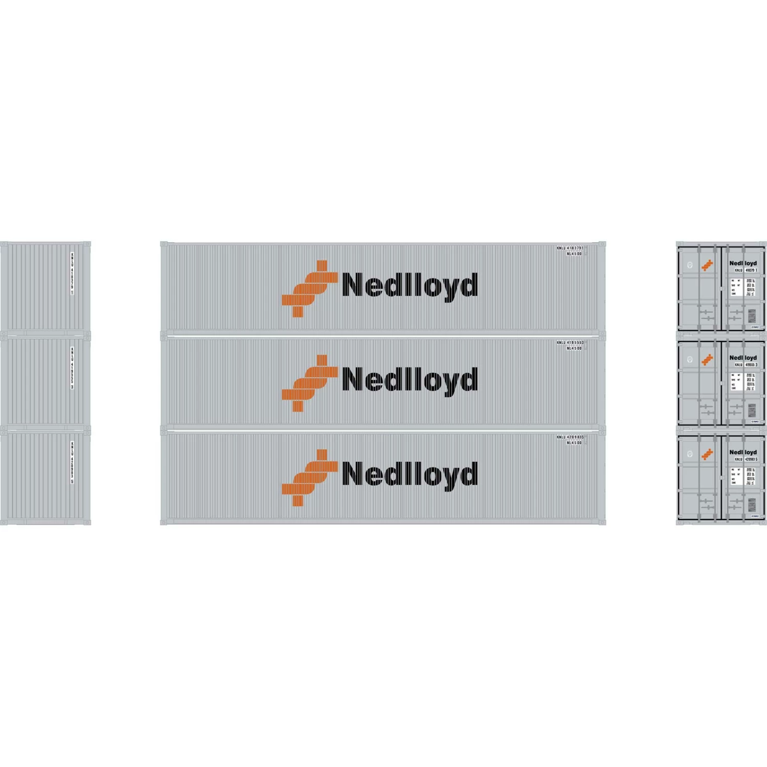 Athearn HO 40' Corrugated Low Container, Nedlloyd # 2 (3) for Vehicles & Containers