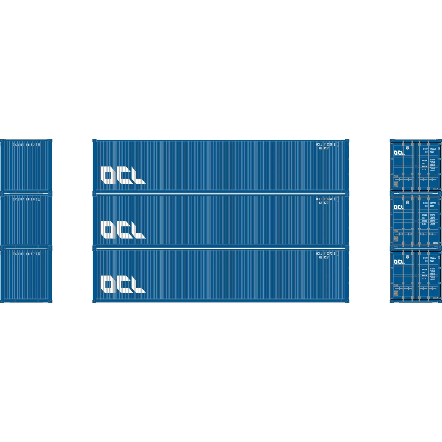 Athearn HO 40' Corrugated Low-Cube Container, OCLU #1 (3) for Vehicles & Containers
