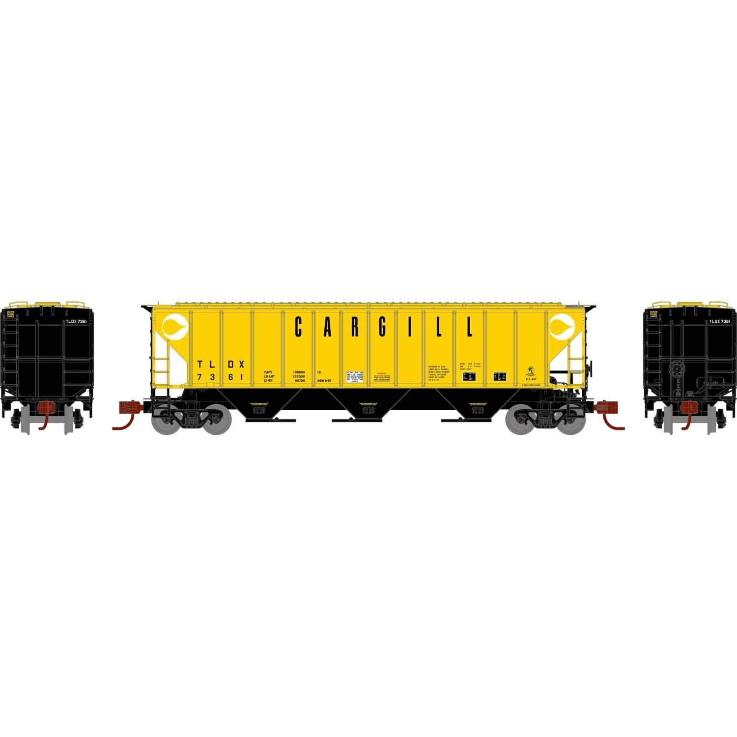 Athearn N PS 4427 Covered Hopper, TLDX #7361 for Freight Cars
