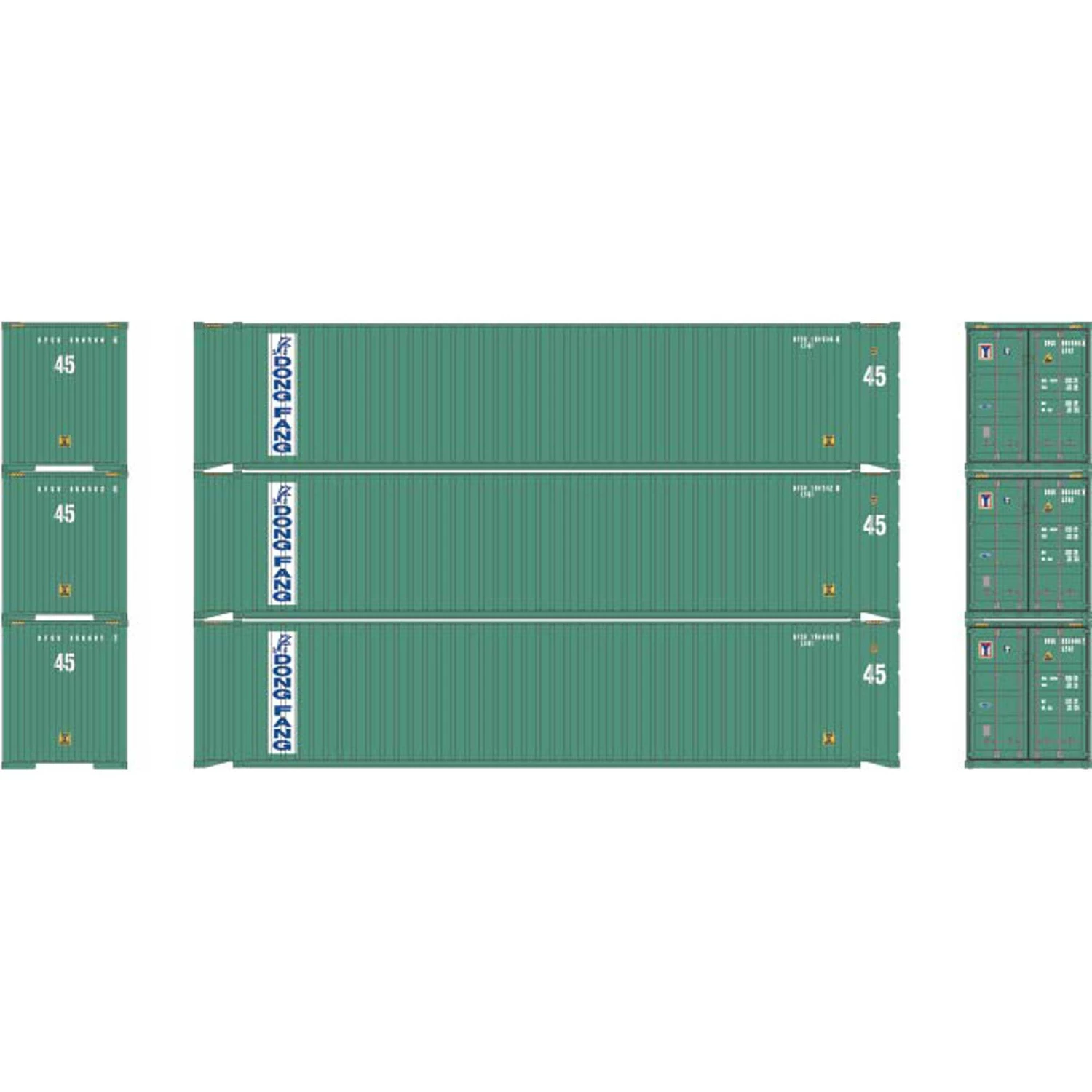Athearn HO RTR 45' Container, Dong Fang #2 (3) for Freight Cars