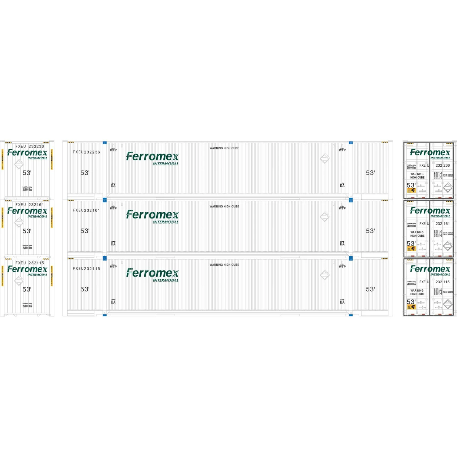 Athearn HO RTR 53' Jindo Container, FROMX #2 (3) for Vehicles & Containers