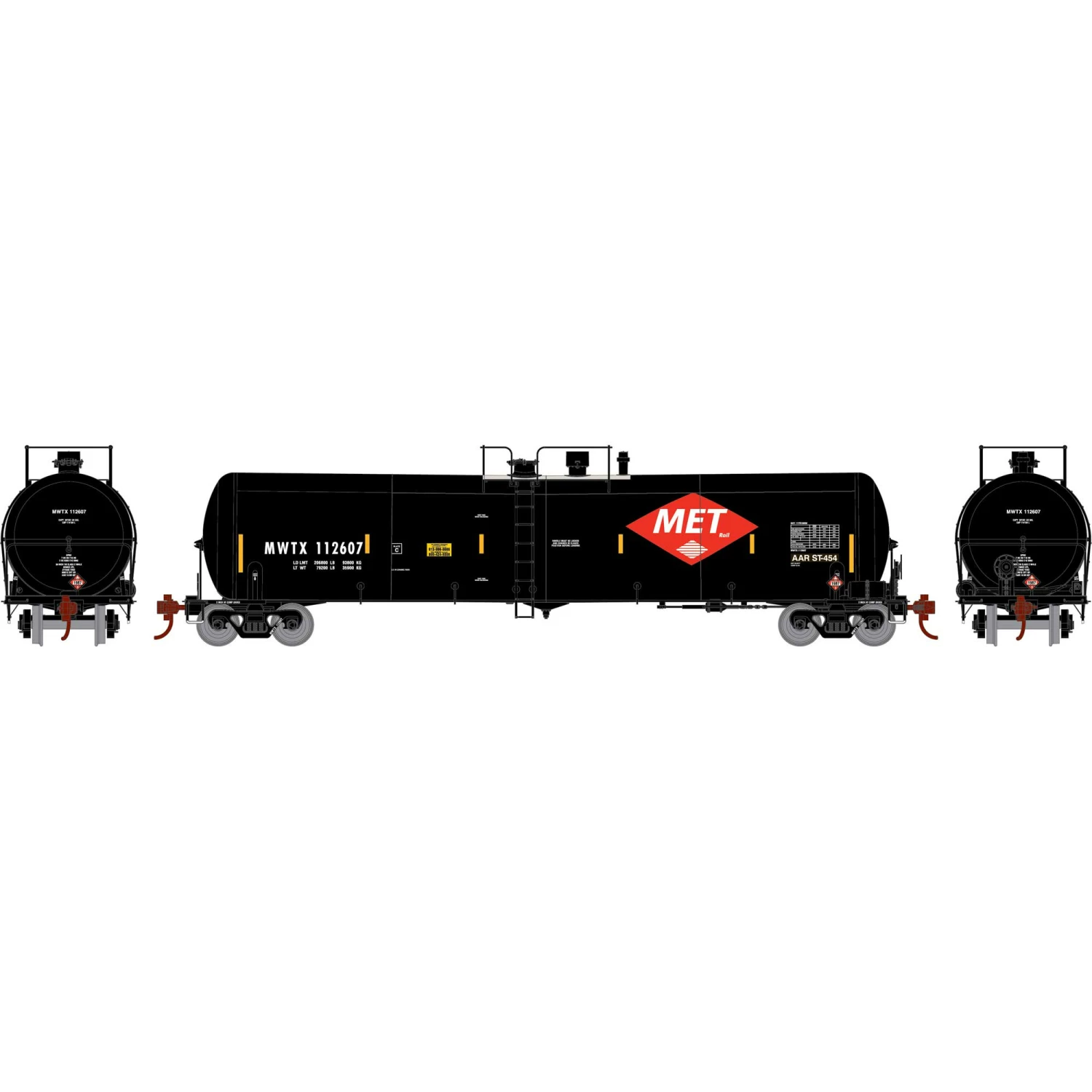 Athearn HO 30,000-Gallon Ethanol Tank, MWTX #112607 for Freight Cars
