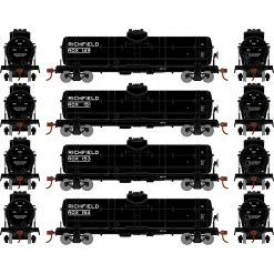 Athearn HO 1-Dome Tank, Richfield/ROX (4) for Freight Cars