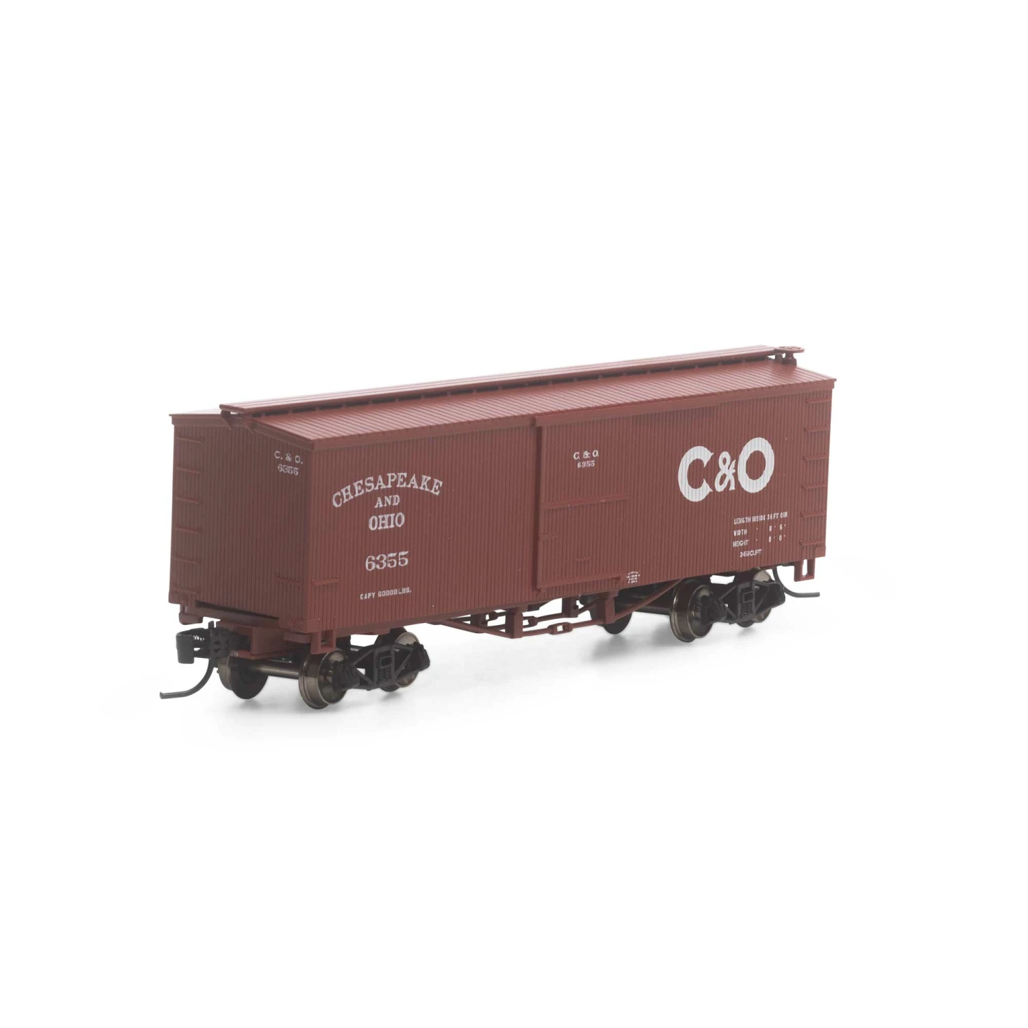 Athearn N 36' Old Time Wood Box, C&O #6355 for Freight Cars