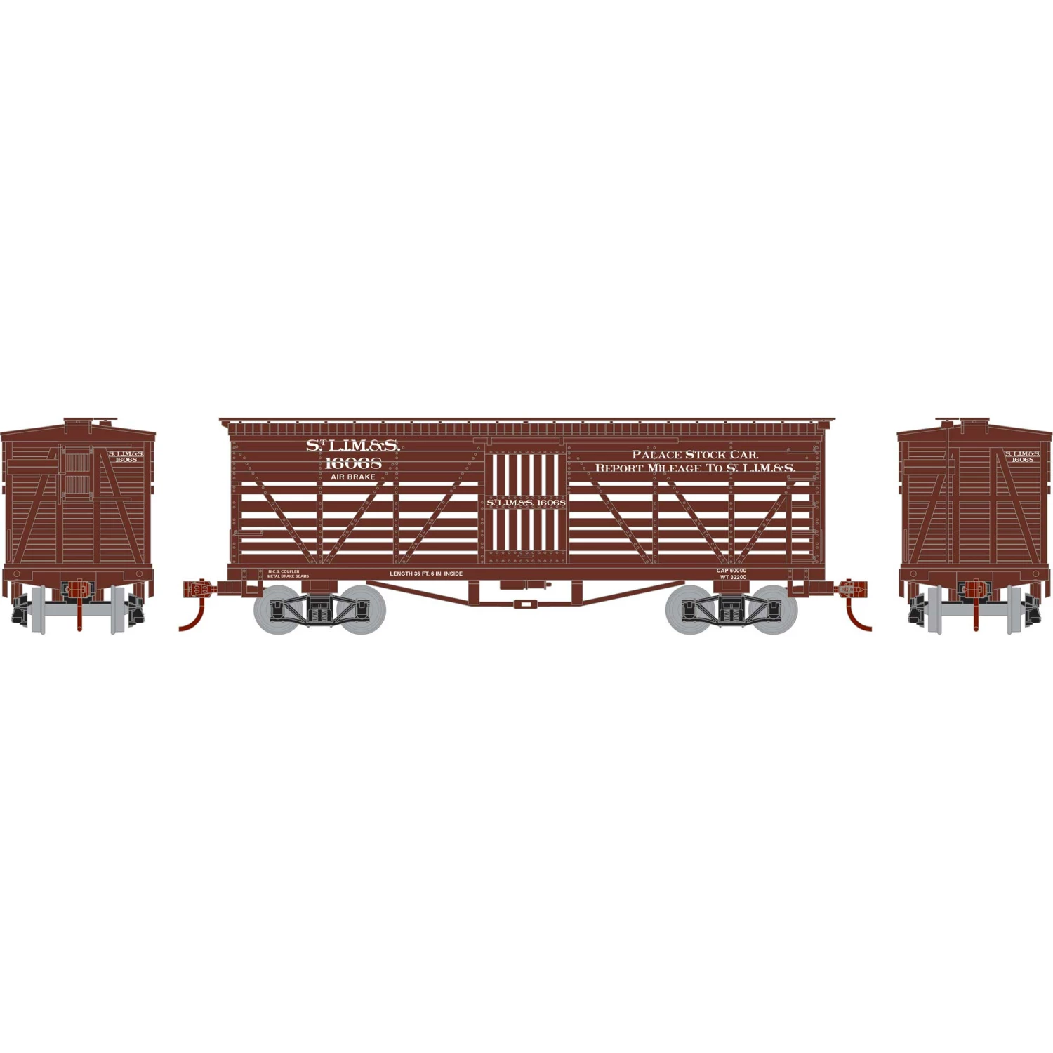 Athearn N 36' Old Time Stock Car, SLIM&S #16068 for Freight Cars