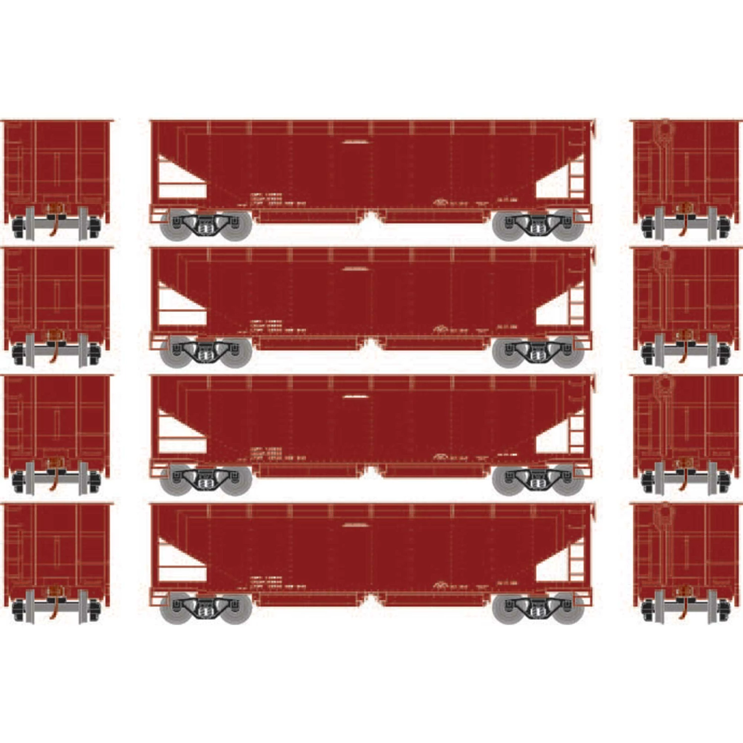 Athearn HO RTR 40' Offset Hopper with Load, Data/Brown No # (4) for Freight Cars