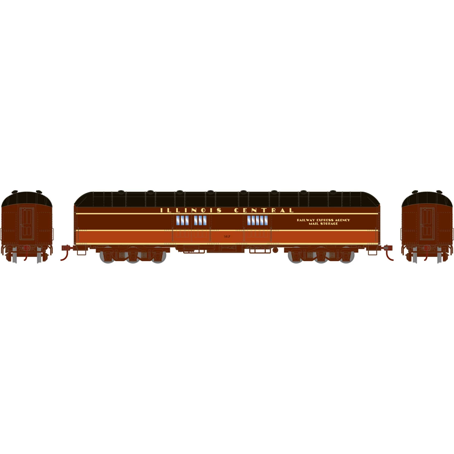Athearn HO RTR Arch Roof Baggage, IC #567 for Passenger Cars