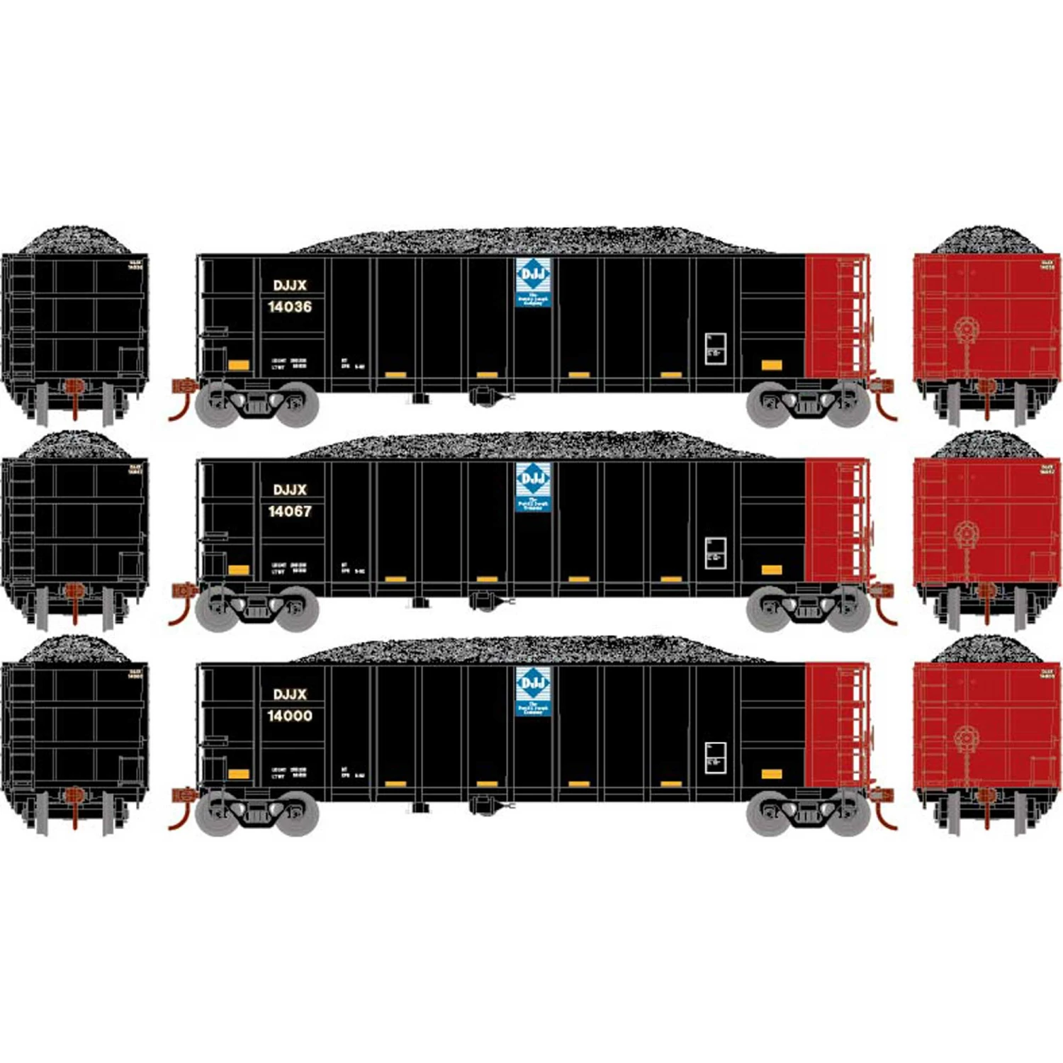 Athearn HO RTR Thrall High Side Gondola with Load, DJJX #1(3) for Freight Cars