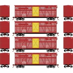 Athearn HO 40' Stock Car, T&P #1 (4) for Freight Cars