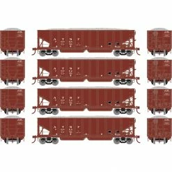 Athearn HO 40' Ribbed 3-Bay Ballast Hopper, ATSF #1 (4) for Freight Cars