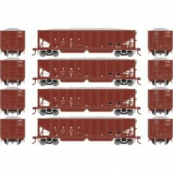 Athearn HO 40' Ribbed 3-Bay Ballast Hopper, ATSF #2 (4) for Freight Cars
