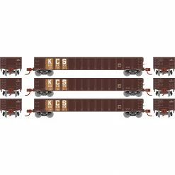 Athearn HO RTR 52' Mill Gondola, KCS (3) for Freight Cars