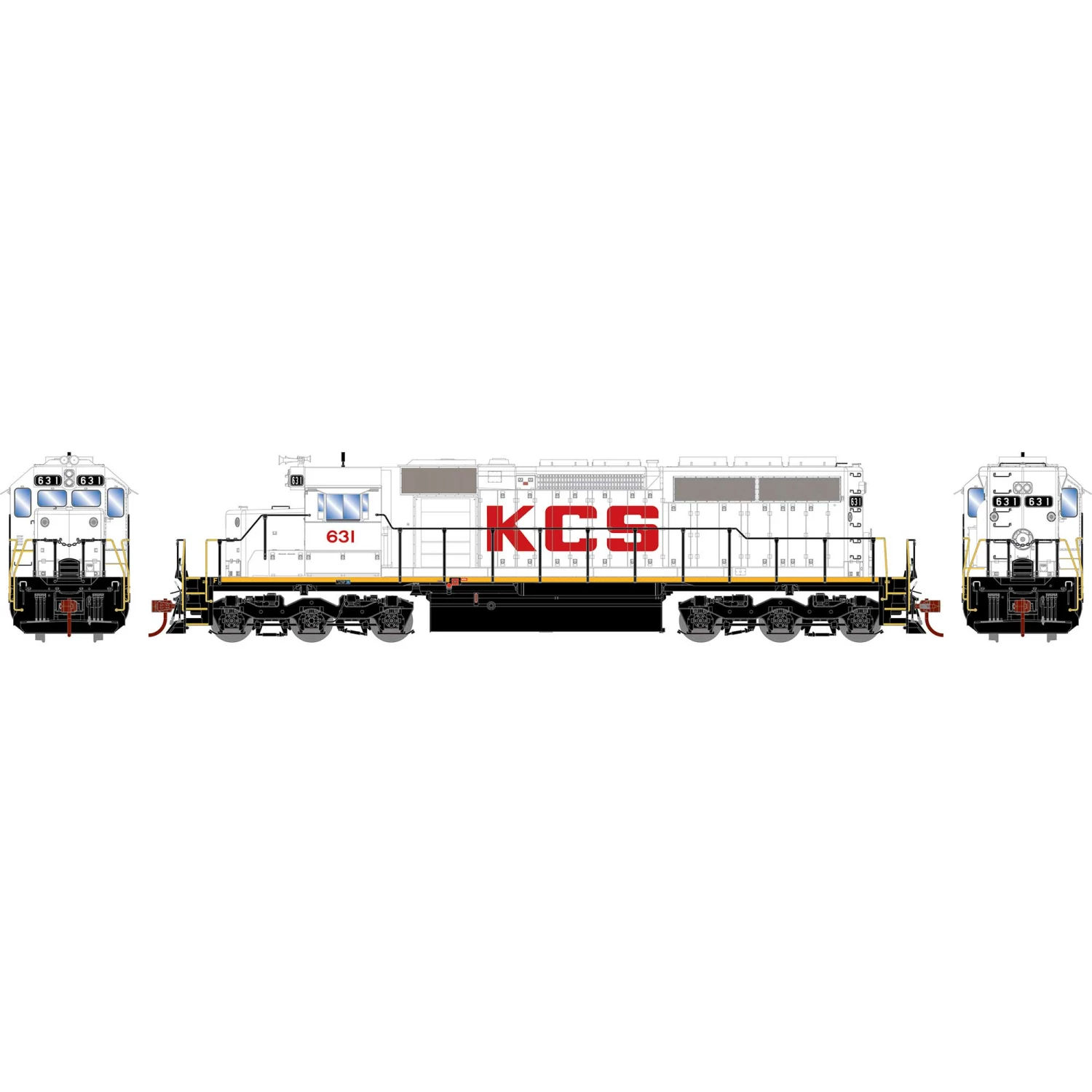 Athearn HO SD40 Locomotive, Kansas City Southern #631 for Locomotives