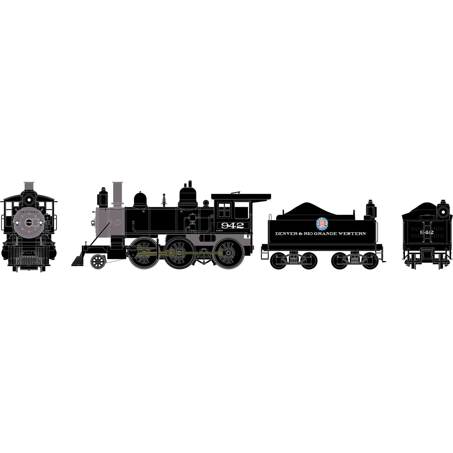 Athearn HO RTR Old Time 2-6-0 Mogul with DCC &Sound, D&RGW #942 for Locomotives