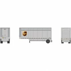 Athearn HO RTR 28' Drop Sill Trailer UPS with Shield #202017 for Scenery