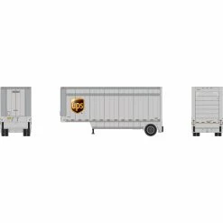 Athearn HO RTR 28' Drop Sill Trailer UPS with Shield #292246 for Scenery