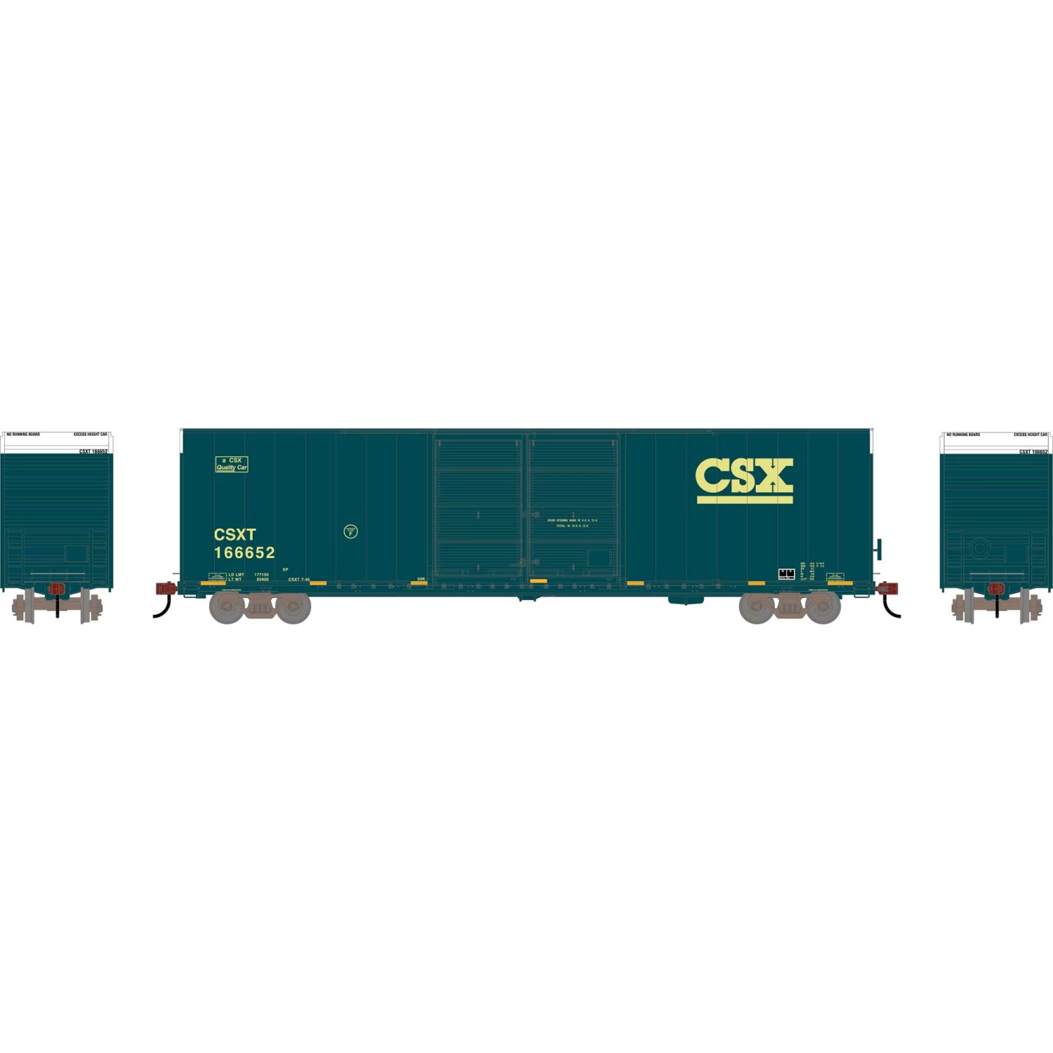 Athearn HO RTR FMC 60' DD/SS Hi-Cube Box, CSX #166652 for Freight Cars