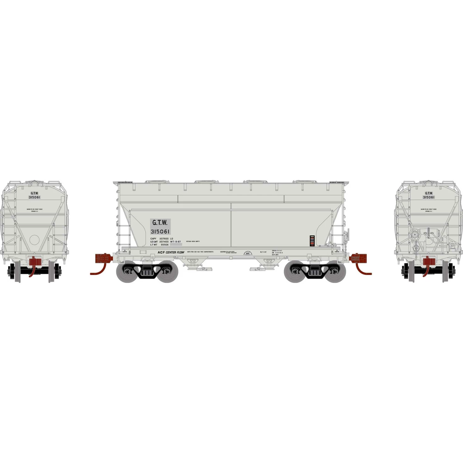 Athearn HO RTR ACF 2970 Cover Hopper, GT&W #315061 for Freight Cars