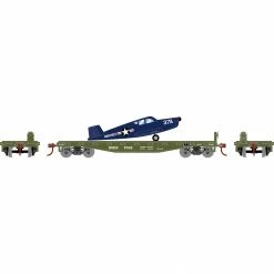 Athearn HO 40' Flat Car with Plane, DODX, Marines #7035 for Freight Cars