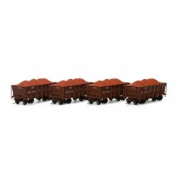 Athearn HO RTR 26' Ore Car Low Side with Load, CR #1 (4) for Freight Cars